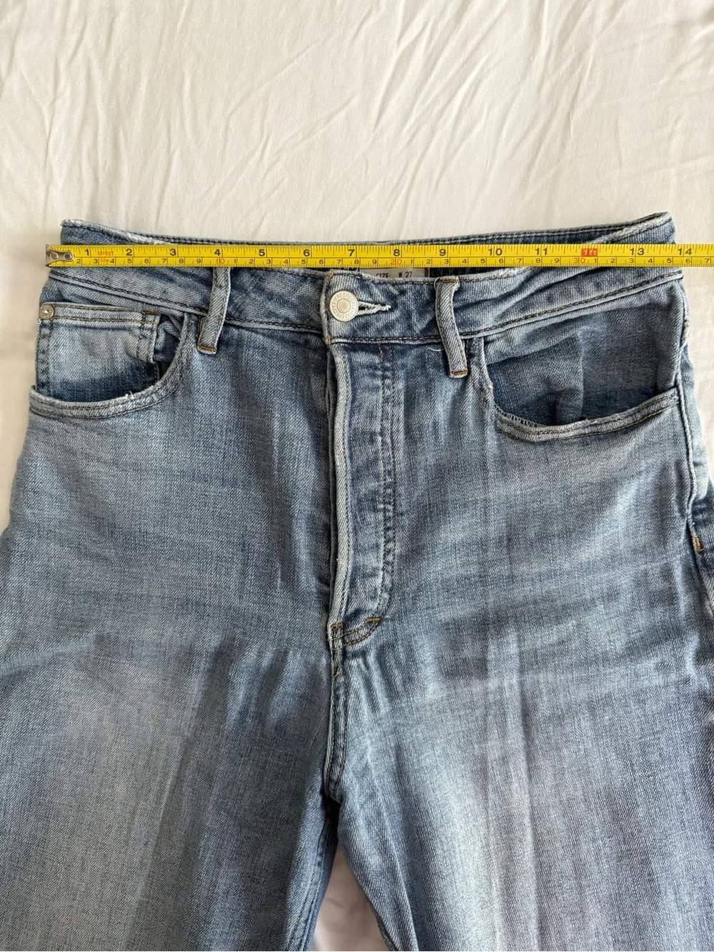 FREE PEOPLE Jeans 27 Wide Leg Crop High Waist Button Fly Medium Wash Boho